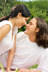 Fototapeta premium Happy couple together, outdoor