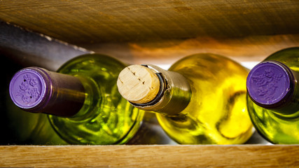 Three bright bottles