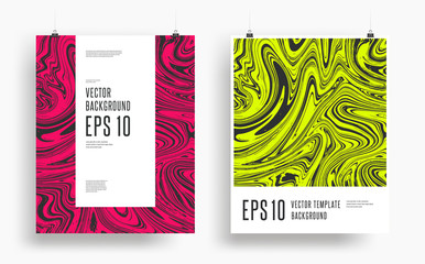 Set of modern artistic posters. Colorful abstract fluid backgrounds. Trendy design. Eps10 vector illustration