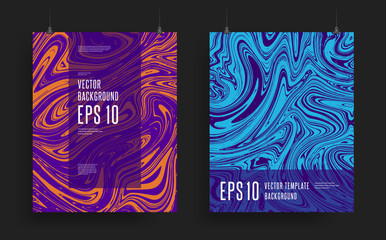 Set of modern artistic posters. Colorful abstract fluid backgrounds. Trendy design. Eps10 vector illustration