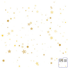 Gold stars. Confetti celebration, Falling golden abstract decoration for party, birthday celebrate, anniversary or event, festive. Festival decor. Vector illustration