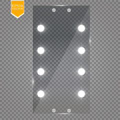 Makeup mirror isolated with lights. Vector illustration