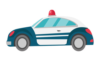 Police car vector cartoon illustration isolated on white background.