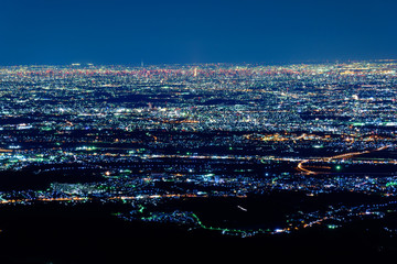 東京～横浜～湘南の夜景　丹沢大山山頂からの風景