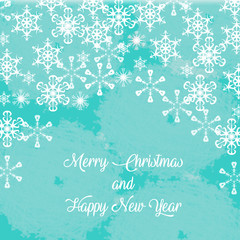 Fototapeta na wymiar Merry Christmas and a Happy New Year card, background and soft snowflakes.