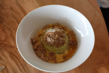 Egg ravioli with white truffles