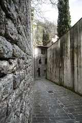 Gubbio, Perugia, Italy -   small typical street of the Gubbio village.