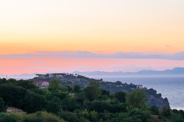 Sunset at Casamicciola Terme, Ischia, Phlegrean Islands, Tyrrhenian Sea, Italy, South Europe