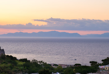 Sunset at Casamicciola Terme, Ischia, Phlegrean Islands, Tyrrhenian Sea, Italy, South Europe