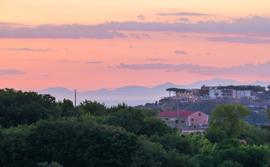Sunset at Casamicciola Terme, Ischia, Phlegrean Islands, Tyrrhenian Sea, Italy, South Europe