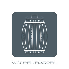 Wooden barrel. Flat icon silhouette on a white background. Vector