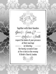 Vintage baroque style wedding invitation card template.
