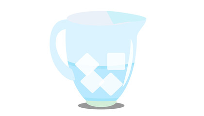 a jug of cold water with pieces of ice.