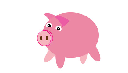 pink pig on white background