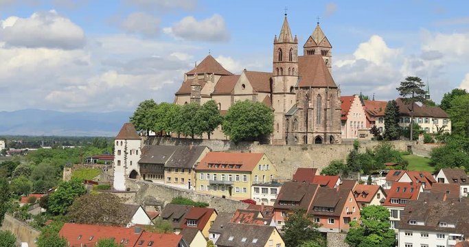 Zoom out view of Breisach with Cathedral of Saint Stephan, Germany
