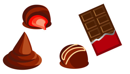 sweet chocolate sweets and chocolate bars