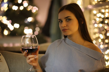 The girl in the evening rest in a cafe 
