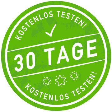 sbi21 SymbolButtonIcon sbi - Schrift: 30 Tage kostenlos testen - Zeichen / Stempel / Label / Siegel - gr&uuml;n icon g5626