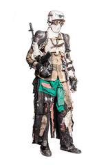Fototapeta premium Post apocalyptic survivor creature with homemade weapons