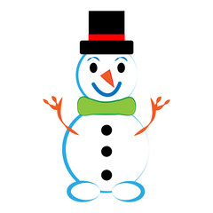 Snowman isolated on white background.