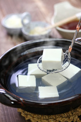 Yudofu, boiled tofu, bean curd hot pot, japanese cuisine