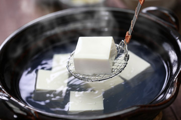 Yudofu, boiled tofu, bean curd hot pot, japanese cuisine