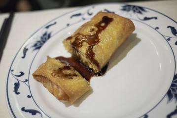 Spring roll with soy sauce