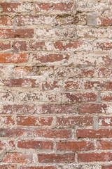 old grunge brick wall with peeled white color