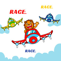 lion pilot flying a plane, aircraft attraction show