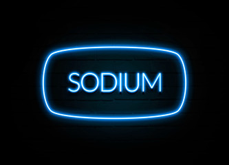 Sodium  - colorful Neon Sign on brickwall