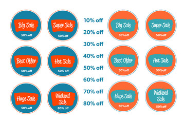 Fototapeta premium Set of sale stickers with hand drawn elements . Vector illustrations for online shopping, product promotions, website and mobile website badges, ads, print material.