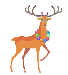 Reindeer Christmas icon. Moving deer