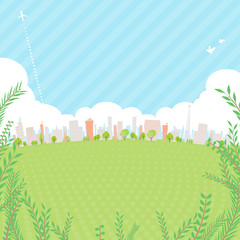 Townscape back image illustration_green square