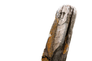 Ancient stone idol isolated white
