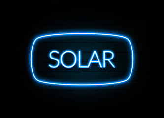 Solar  - colorful Neon Sign on brickwall