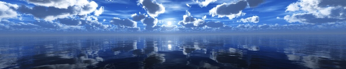 Obraz premium sea sunset, panorama of clouds over the sea during sunset, 3d rendering
