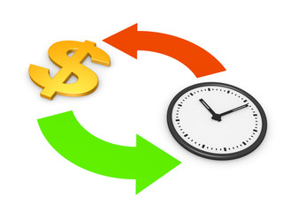 Time is money concept. 3d render.