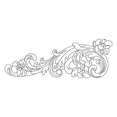 Fototapeta premium Vintage baroque ornament, corner. Retro pattern antique style acanthus. Decorative design element filigree calligraphy vector. - stock vector