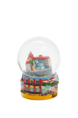 Snow globe travel souvenier destination isolated on white background