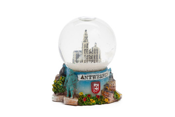 Snow globe travel souvenier destination isolated on white background