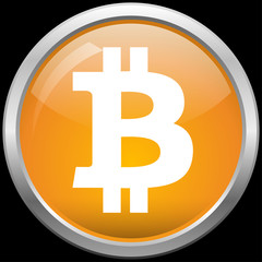 Bitcoin glass button vector illustration