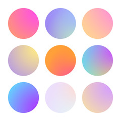 Modern gradient set with round abstract backgrounds. Colorful fluid cover for poster, banner, flyer and presentation. Trendy soft color. Template with modern gradient set for screens and mobile app