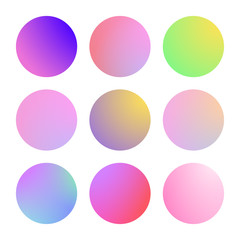 Round gradient set with modern abstract backgrounds. Colorful fluid cover for poster, banner, flyer and presentation. Trendy soft color. Template with round gradient set for screens and mobile app