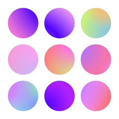 Round gradient set with modern abstract backgrounds. Colorful fluid covers for calendar, brochure, invitation, cards. Trendy soft color. Template with round gradient set for screens and mobile app