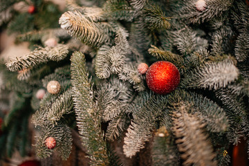 Christmas and New Year's toy on the Christmas tree