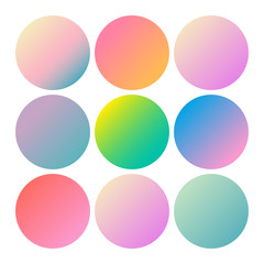 Round gradient set with modern abstract backgrounds. Colorful fluid covers for calendar, brochure, invitation, cards. Trendy soft color. Template with round gradient set for screens and mobile app