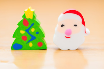 christmas decorative dolls of fir-tree and santa claus