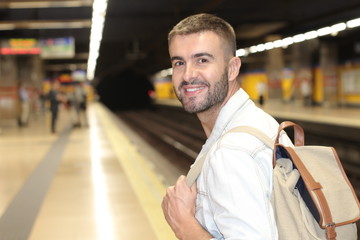 Commuter waiting for a train