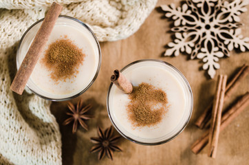 Homemade Eggnog Cocktail for Christmas Eve.