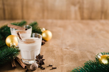 Traditional Eggnog Cocktail for Christmas Eve.